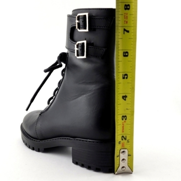 NWT Italian Shoemakers Black Leather Lace-Up Combat Short Boot Strap Buckle Sz 6 - Picture 15 of 15
